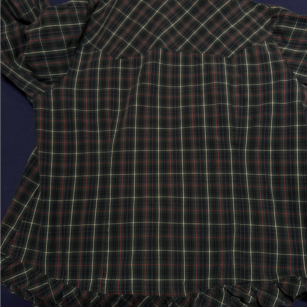 Plaid Ruffle Button-Up Shirt - Picture 6 of 14